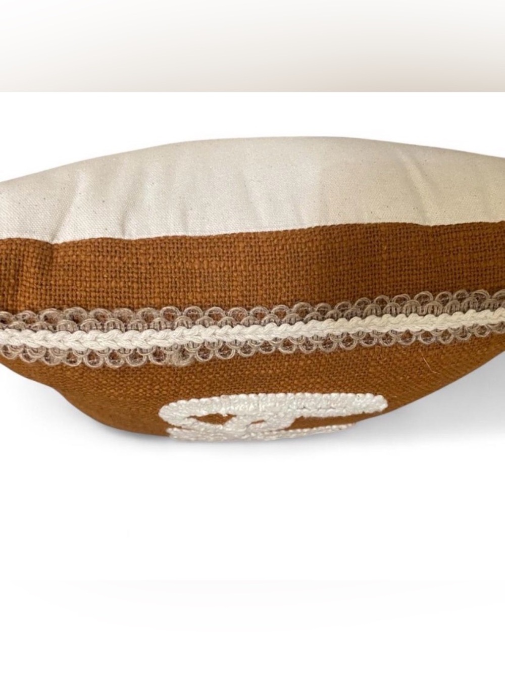 Rust Textured 'Blessed' Accent Pillow - Cream Script - Picture 4 of 5